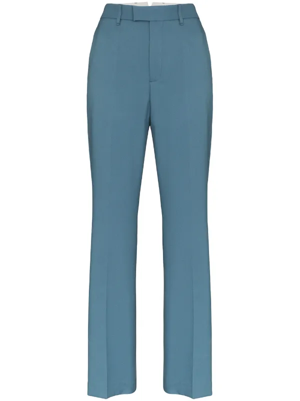 flared blue trousers