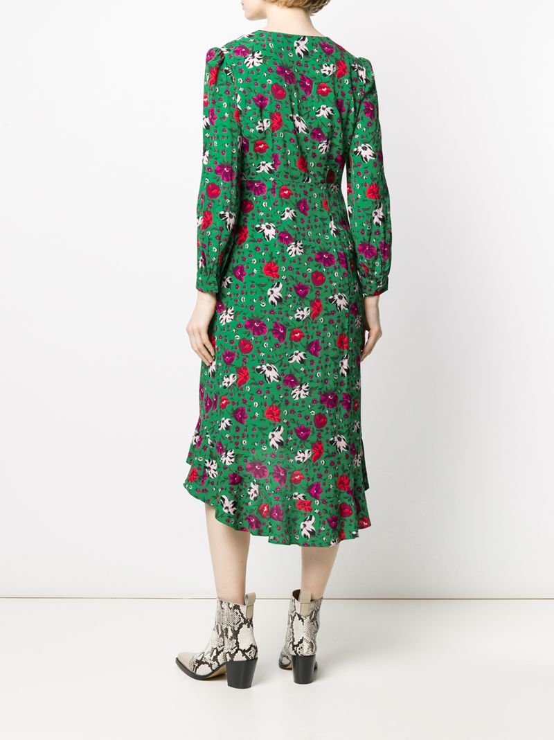 Shop Ba&sh Floral Print Midi Dress In Green