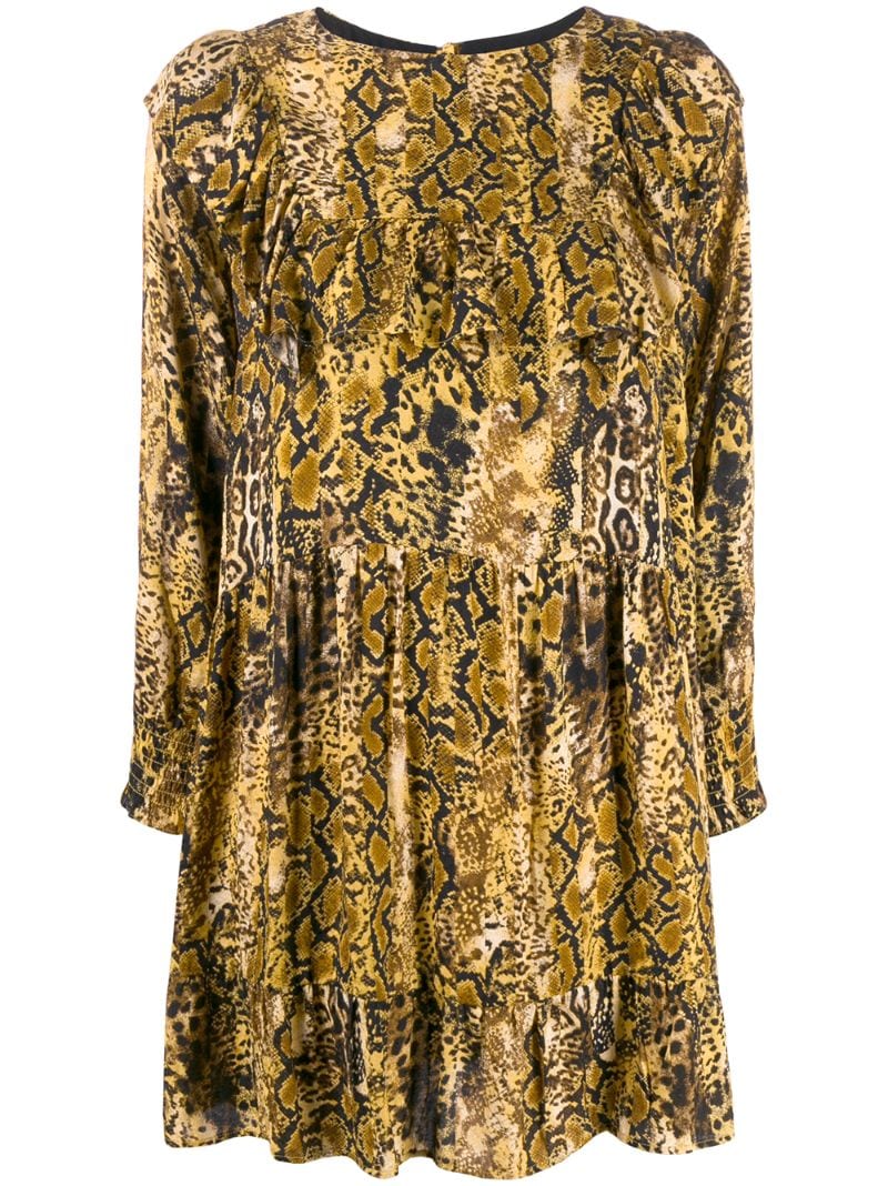 Ba&sh Snake Print Shift Dress In Yellow