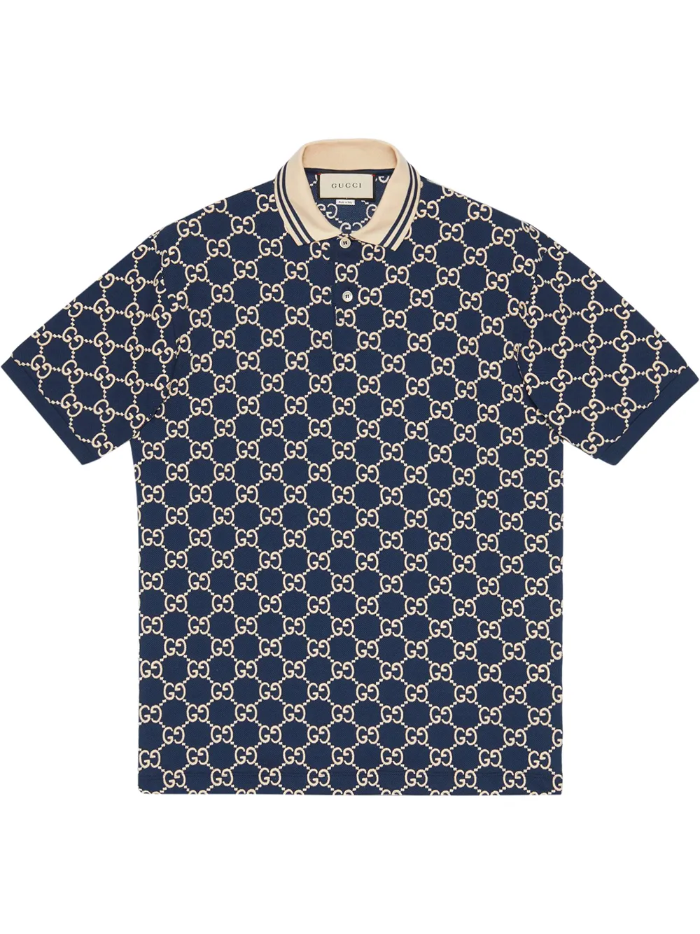 Shop Gucci Gg Supreme Piqué Polo Shirt In Blue