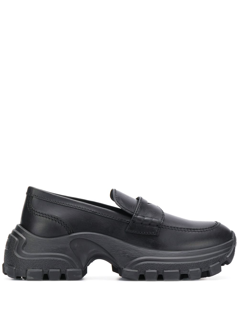 Miu Miu Chunky Sole Penny Loafers In Schwarz