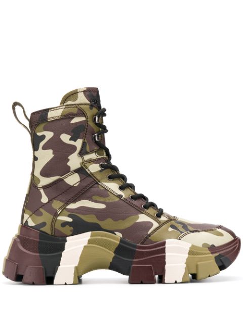 Prada Camouflage Print Combat Boots 