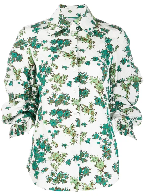 Victoria Victoria Beckham floral print gathered sleeve shirt