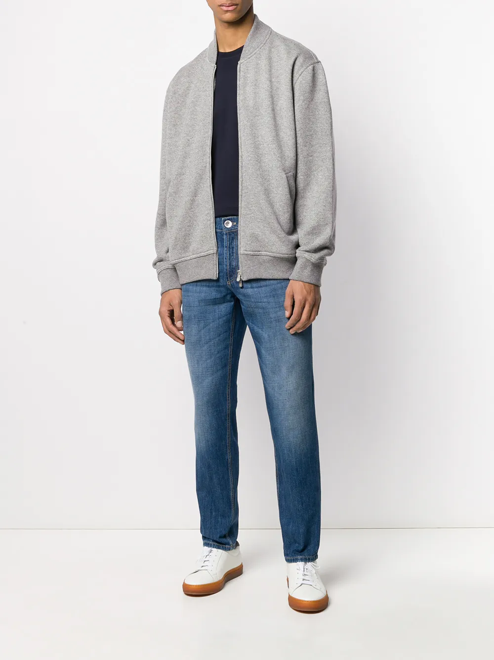 Brunello Cucinelli Sweater met rits Grijs