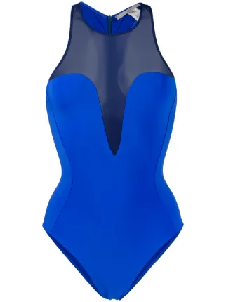adidas by stella mccartney zipped plunge swimsuit
