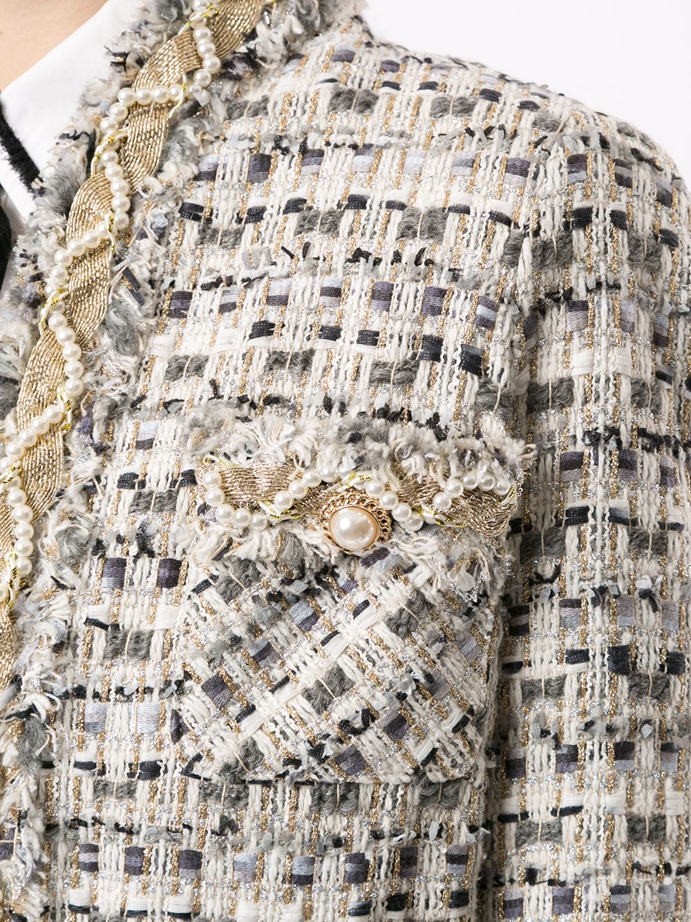 Edward Achour Paris Embellished Cropped Tweed Blazer - Farfetch