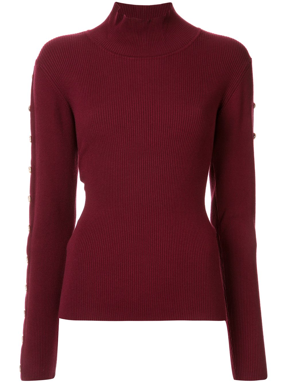 

Edward Achour Paris button embellished turtleneck jumper - Red