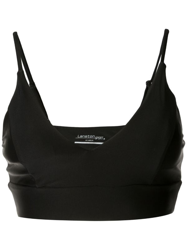 black v neck sports bra