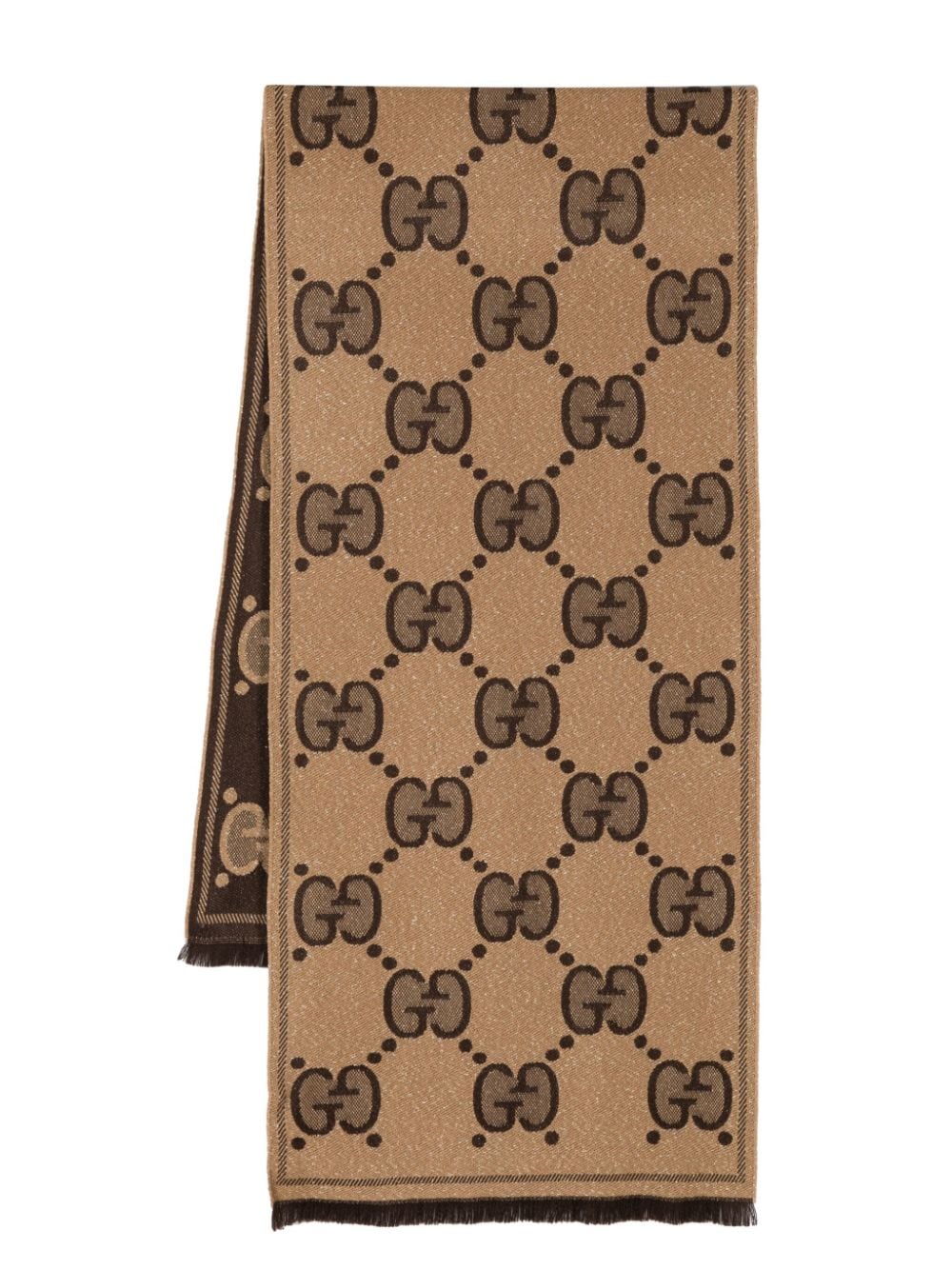 Image 1 of Gucci GG jacquard frayed scarf