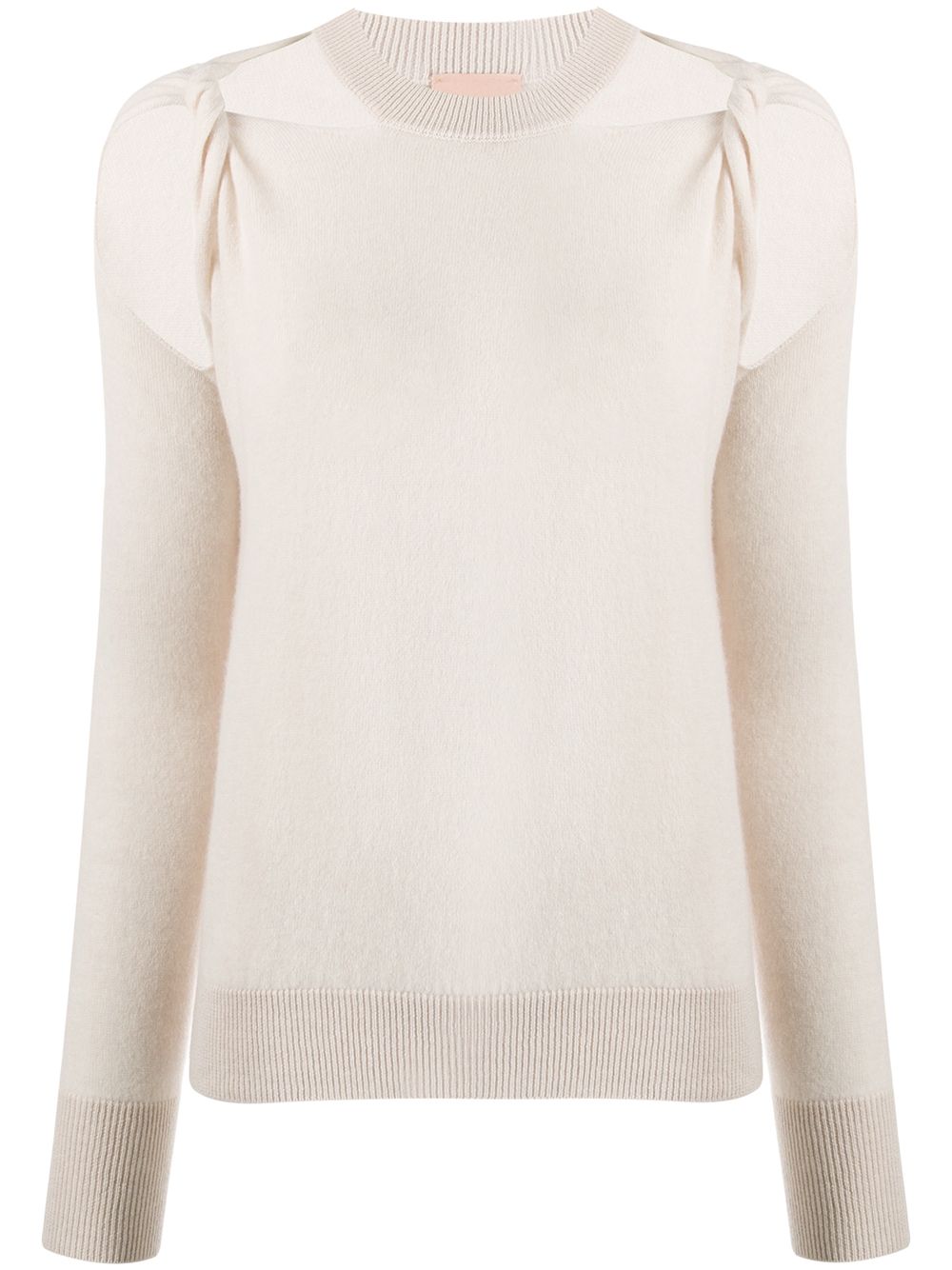 Nude Cold-shoulder Jumper In Neutrals