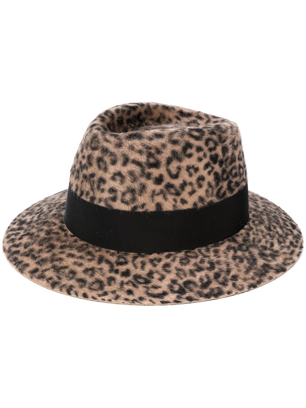 Saint Laurent Textured Leopard Print Hat In Braun