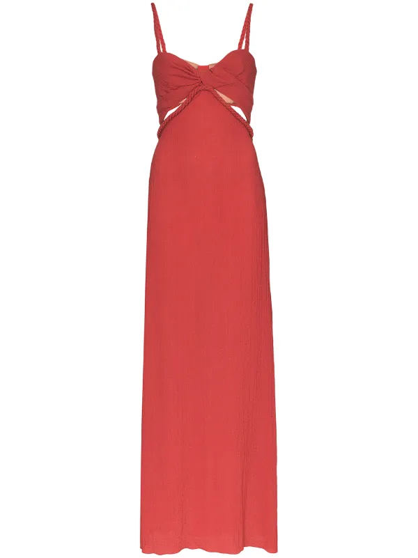 red cut out maxi dress