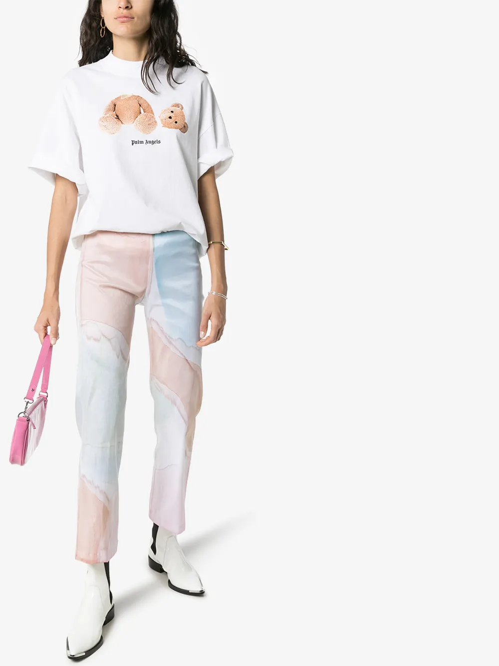PALM ANGELS BEAR PRINT OVERSIZED T-SHIRT,PWAA017F20JER004016014661707