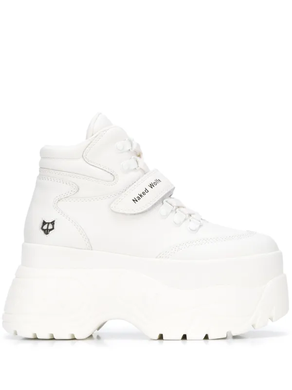 white platform lace up sneakers