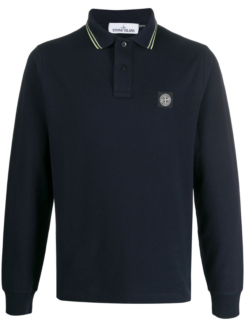 Stone Island Long-sleeve Polo Shirt In Blue