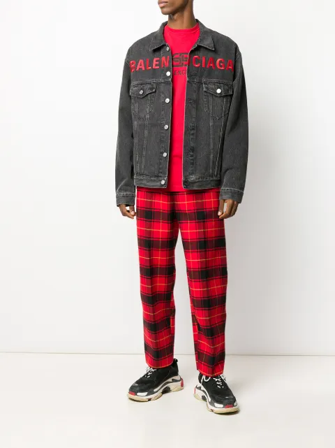 BALENCIAGA EMBROIDERED LOGO DENIM JACKET