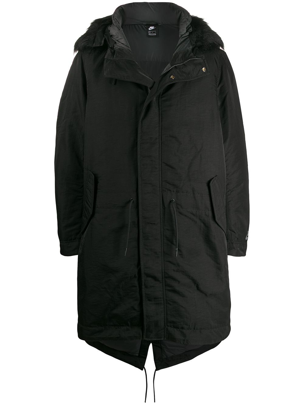 Nike Contrast Logo Coat In Black