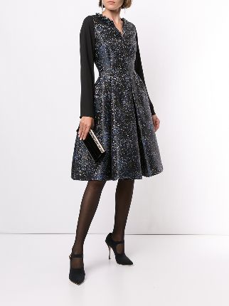 splattered jacquard flared dress展示图