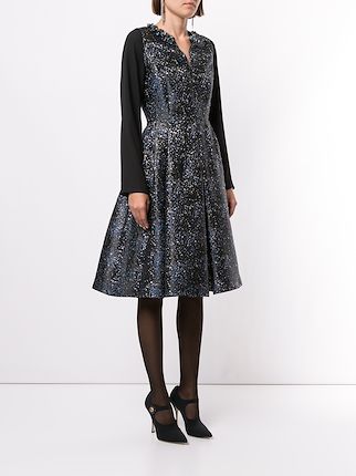 splattered jacquard flared dress展示图