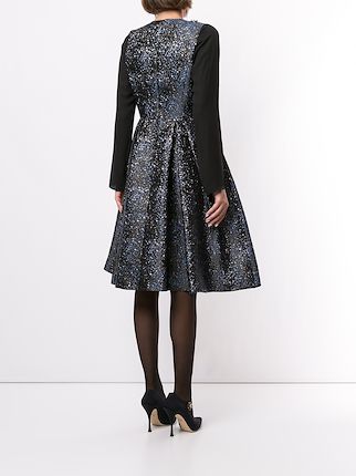 splattered jacquard flared dress展示图