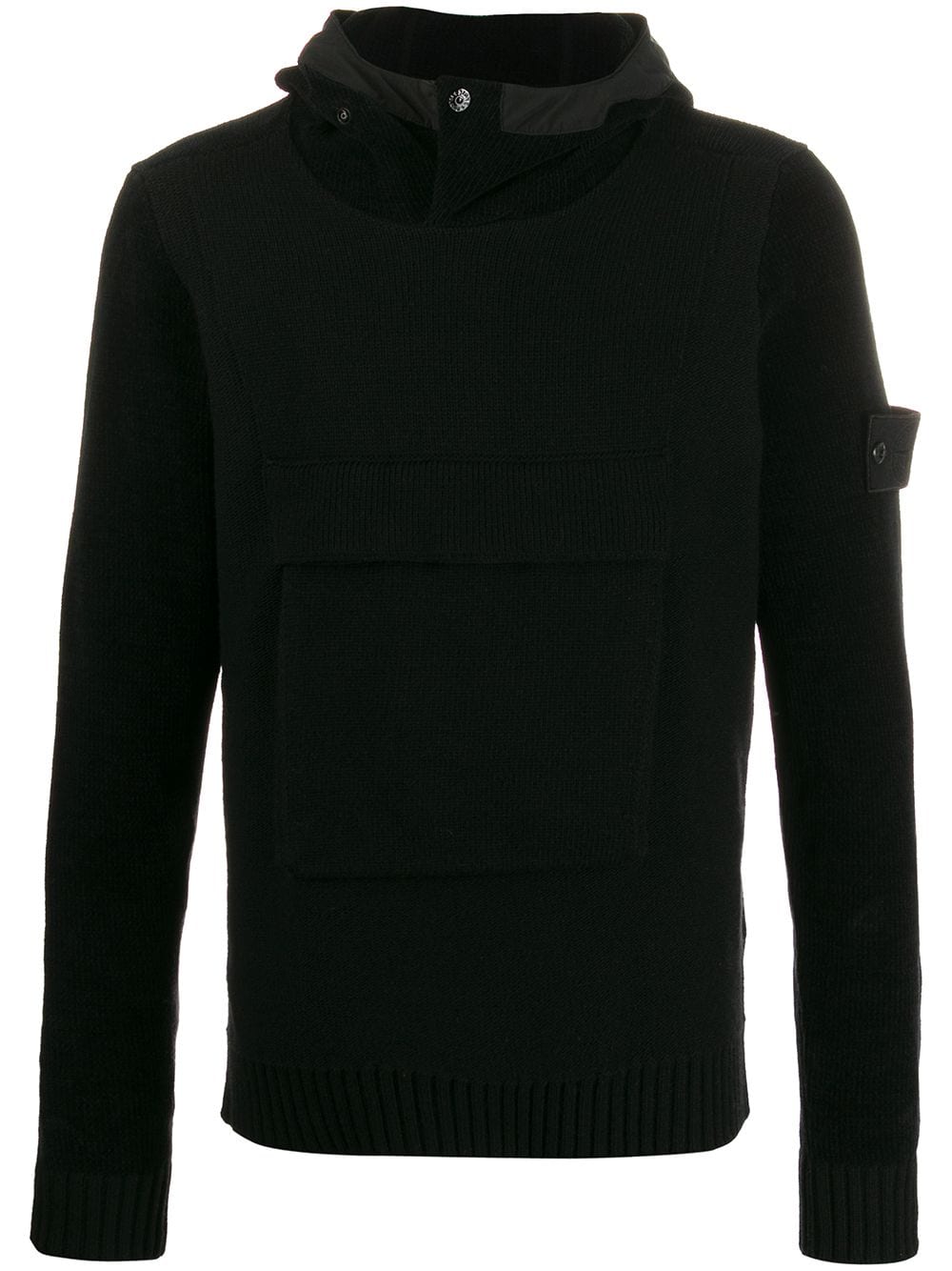 Stone Island Knitted Hoodie In Black