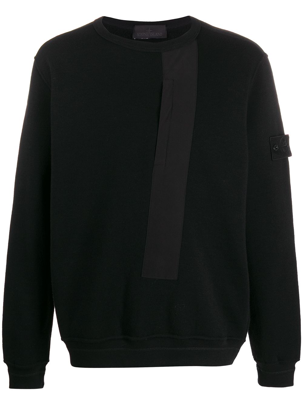 Stone Island Tape Detail Sweatshirt In Black