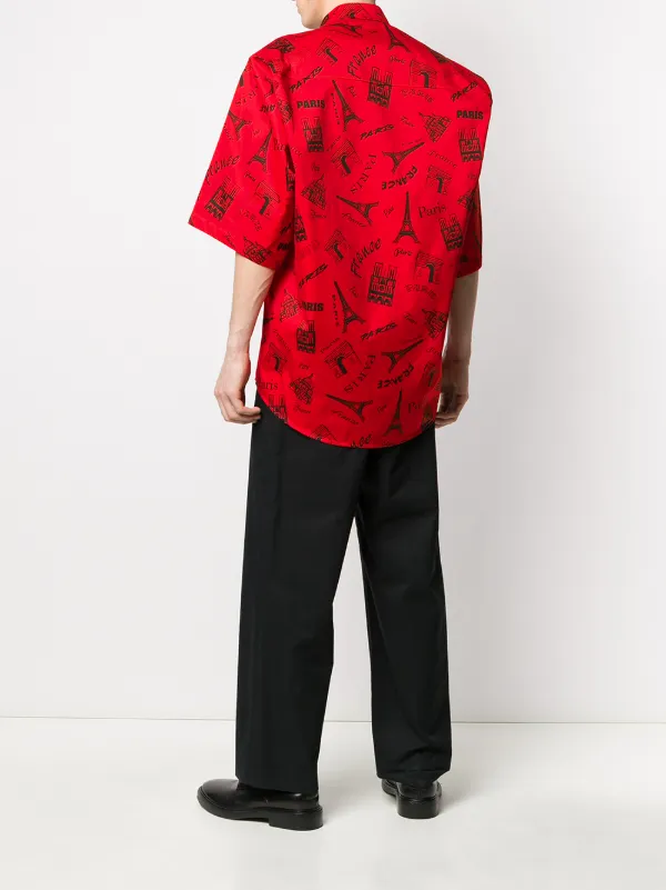 Balenciaga Paris Resto short-sleeved Shirt | Red | FARFETCH