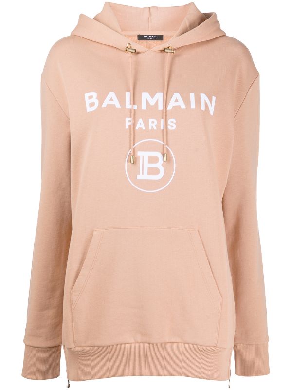 balmain logo print hoodie