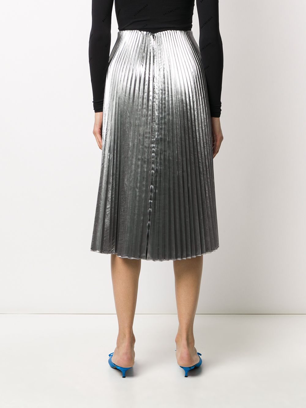 фото Balenciaga плиссированная юбка с эффектом металлик