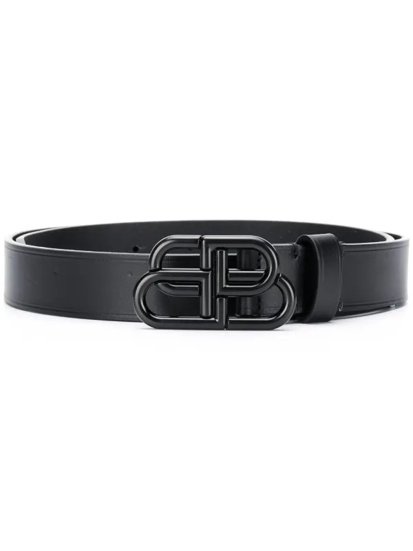 Balenciaga Bb Hour Leather Belt - Black