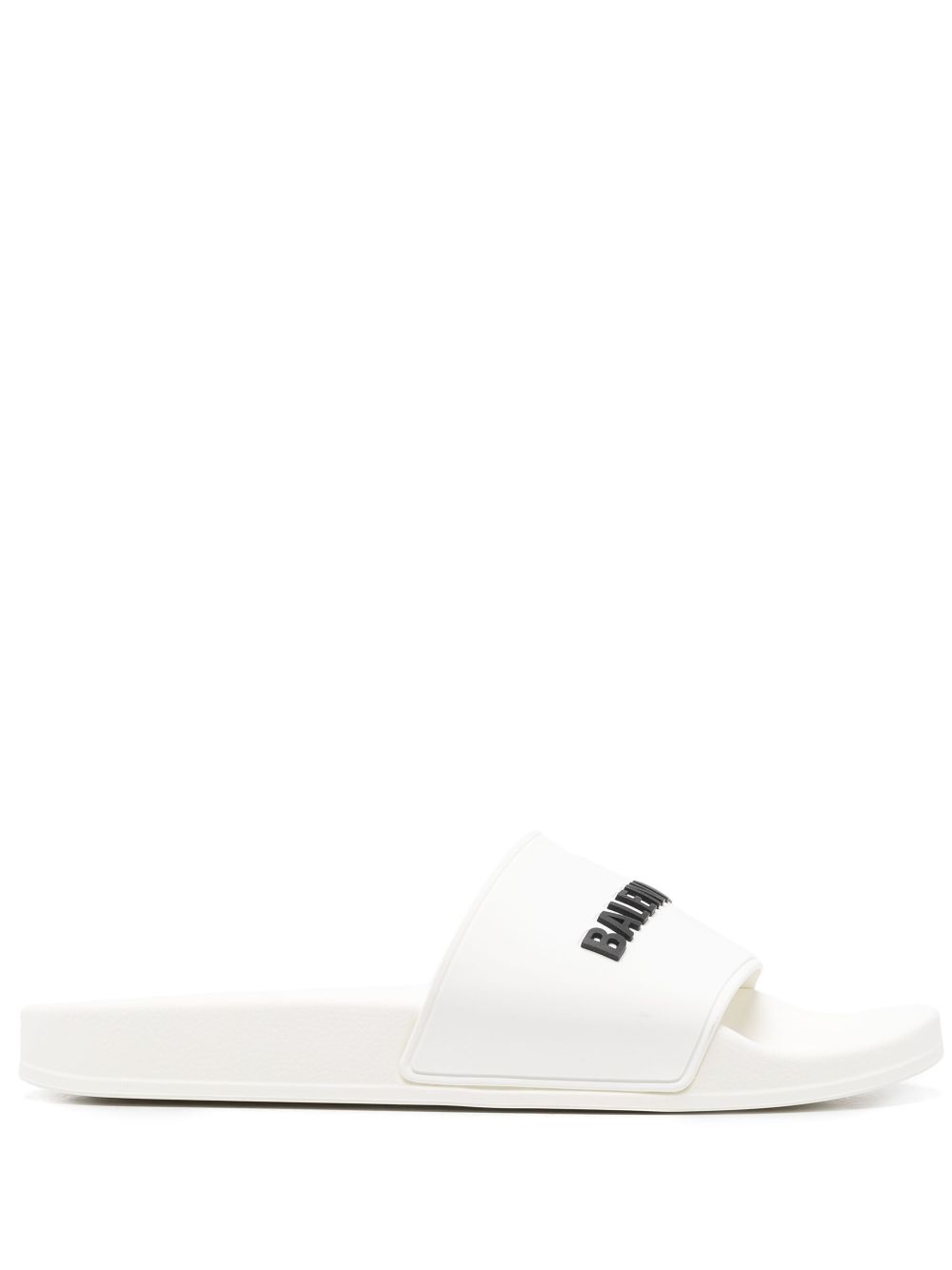 Balenciaga logo-embossed slides - White