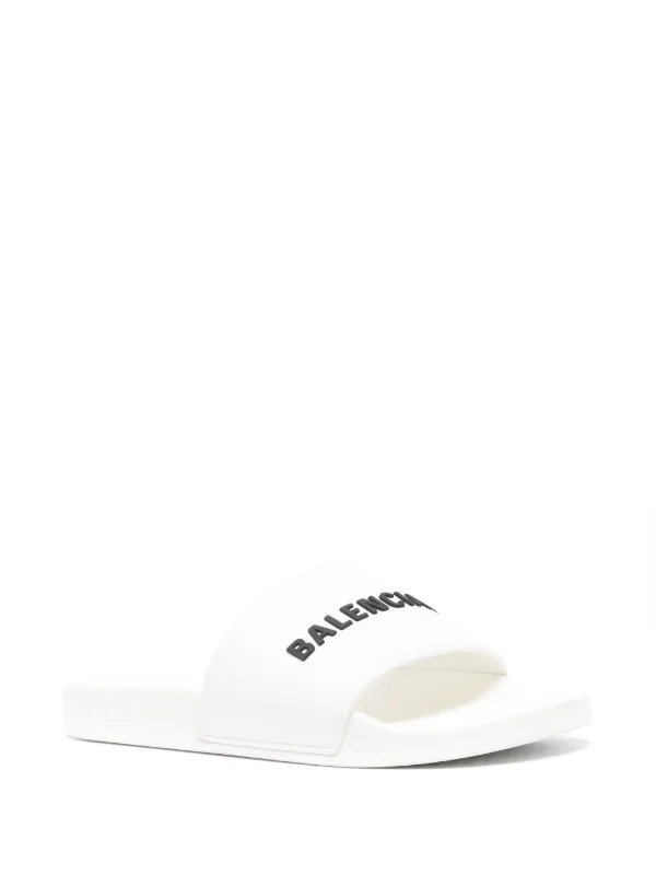 【関税＆送料込み】Balenciaga Logo Pool Slides Balenciaga logo-embroidered Pool Slides | Black | FARFETCH HK