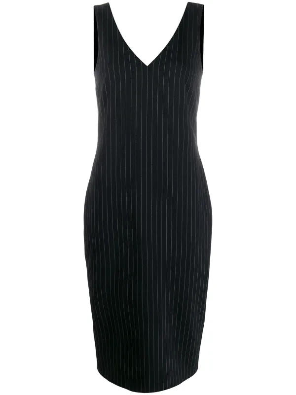 pinstripe midi dress