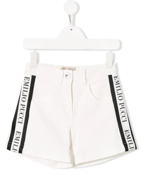 PUCCI Junior logo tape denim shorts