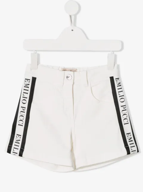 PUCCI Junior logo tape denim shorts