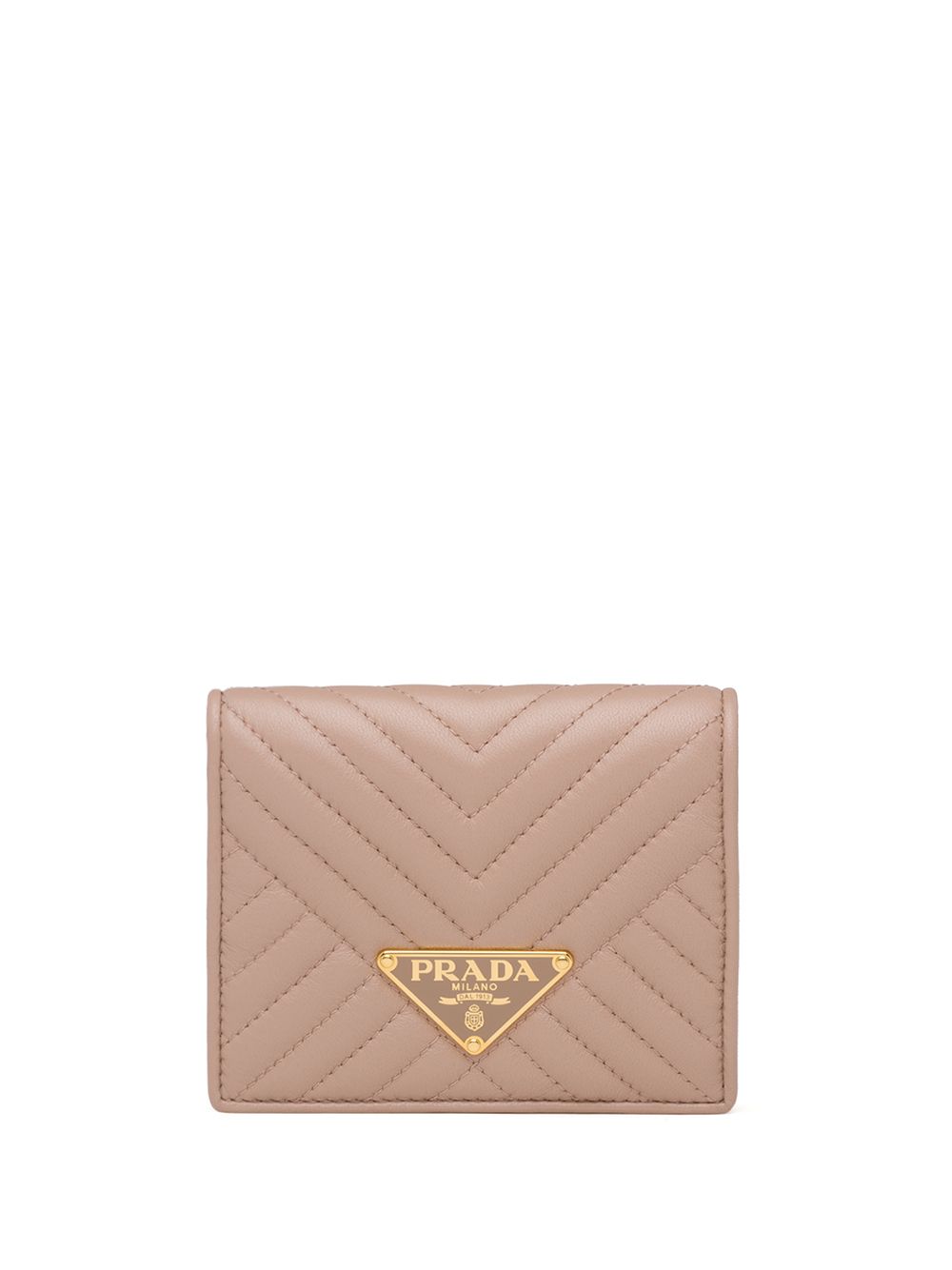 Prada Small Stitched Nappa Leather Wallet In Pink