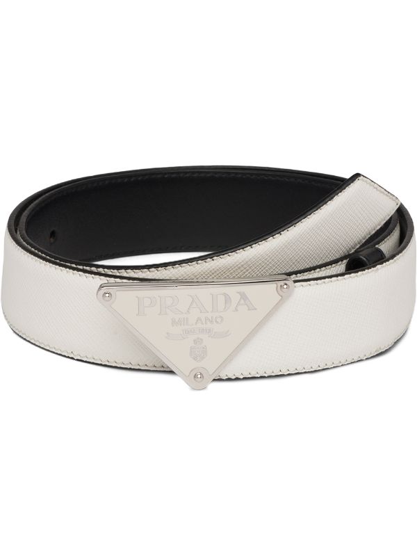 Prada white logo plaque buckle belt for 