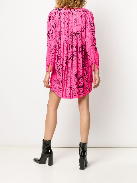 balenciaga pink graffiti dress