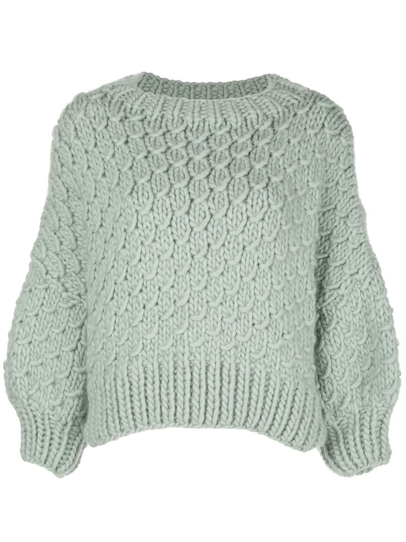 I Love Mr Mittens Cropped Cable-knit Jumper In Green