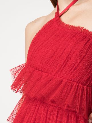 alexis red fringe dress