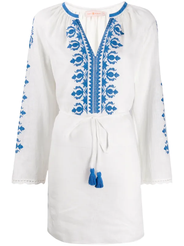 tory burch blue and white dress