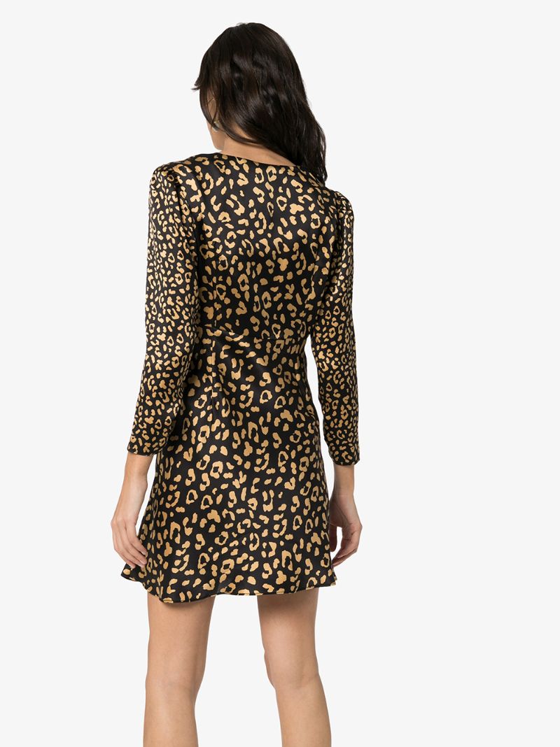 Shop Rixo London Lilly Leopard-print Silk Dress In Black