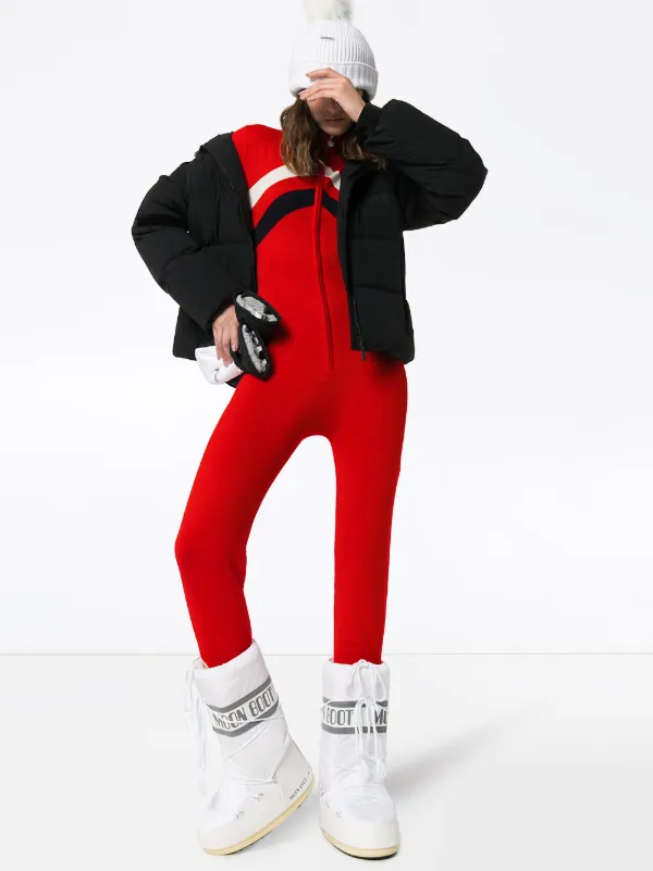 red zip up jumpsuit