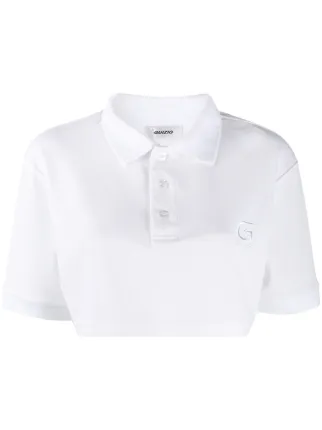 cropped polo shirt white