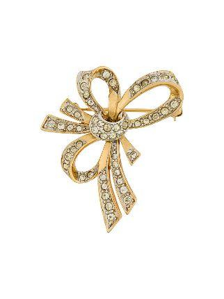 Nina Ricci Pre-Owned 1980s Embellished Bow Brooch - Farfetch