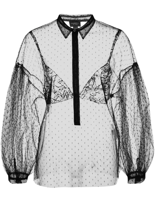 Giambattista Valli Sheer Lace Shirt in Black