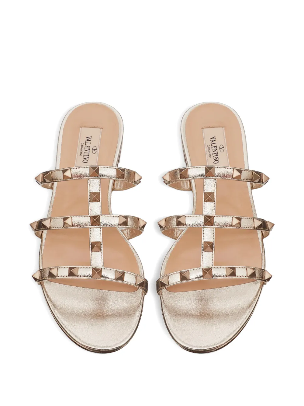 Valentino Garavani Rockstud sandalen met T-band Goud