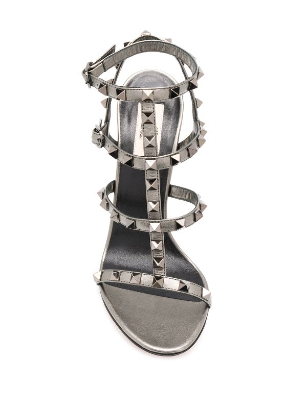 valentino rockstud sandals silver