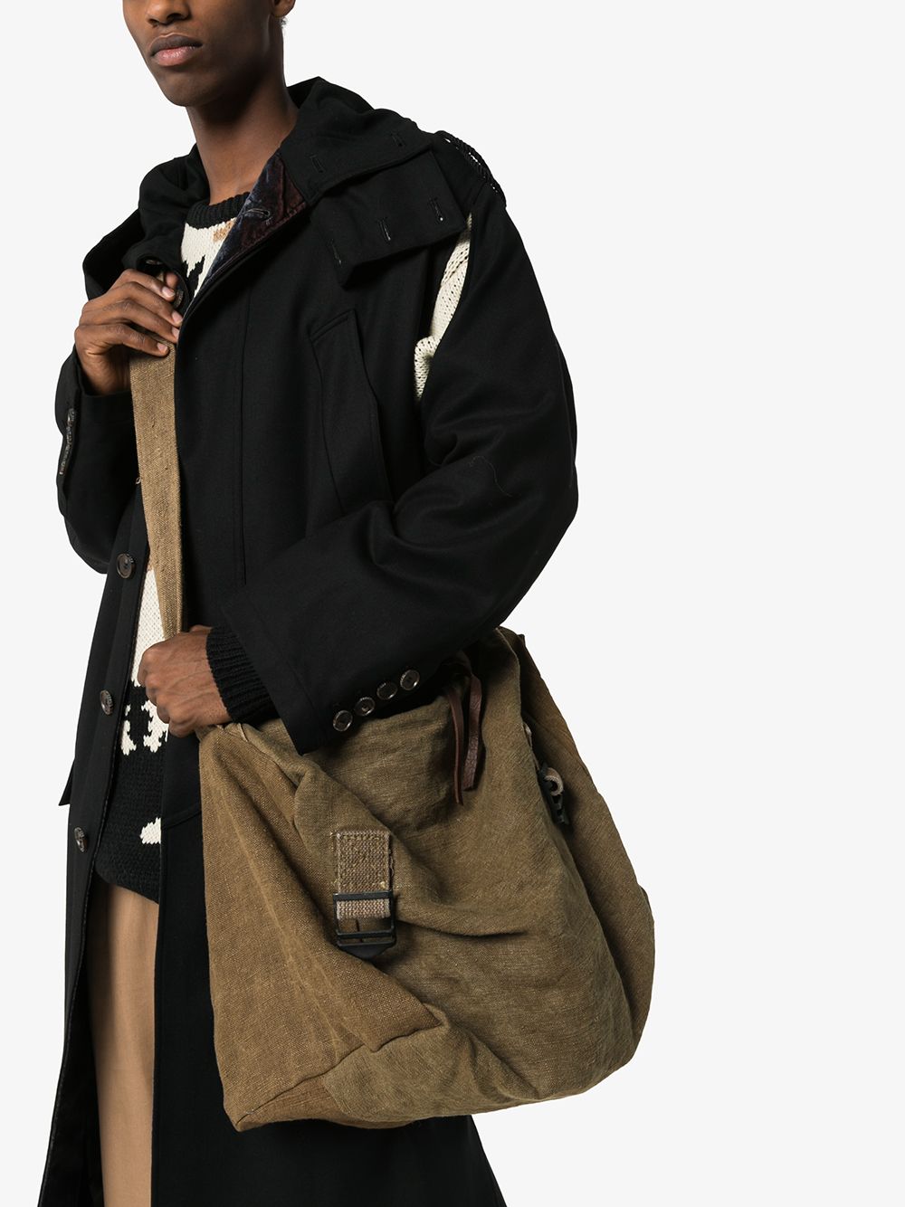 фото By Walid green military canvas messenger bag