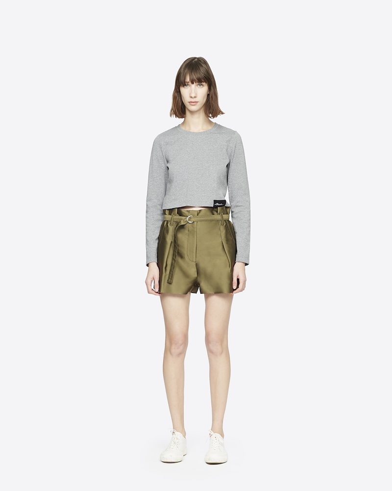 Satin Origami Short-green #0 Satin Origami Short, EVERGLADE Synthetic->Polyester Satin Origami Short from 3.1 Phillip Lim.- 2